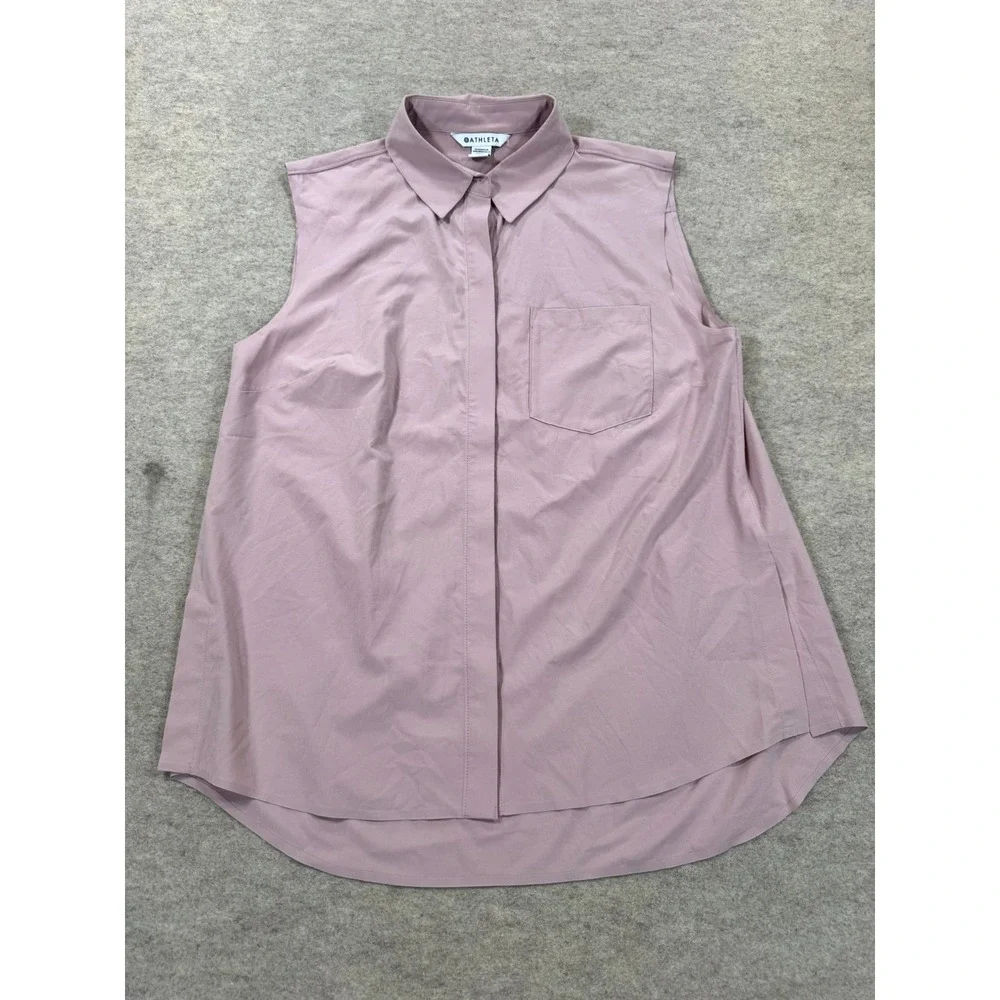Athleta Everlasting Tank Top Womens Medium Smoked Mauve Sleeveless Button Front
